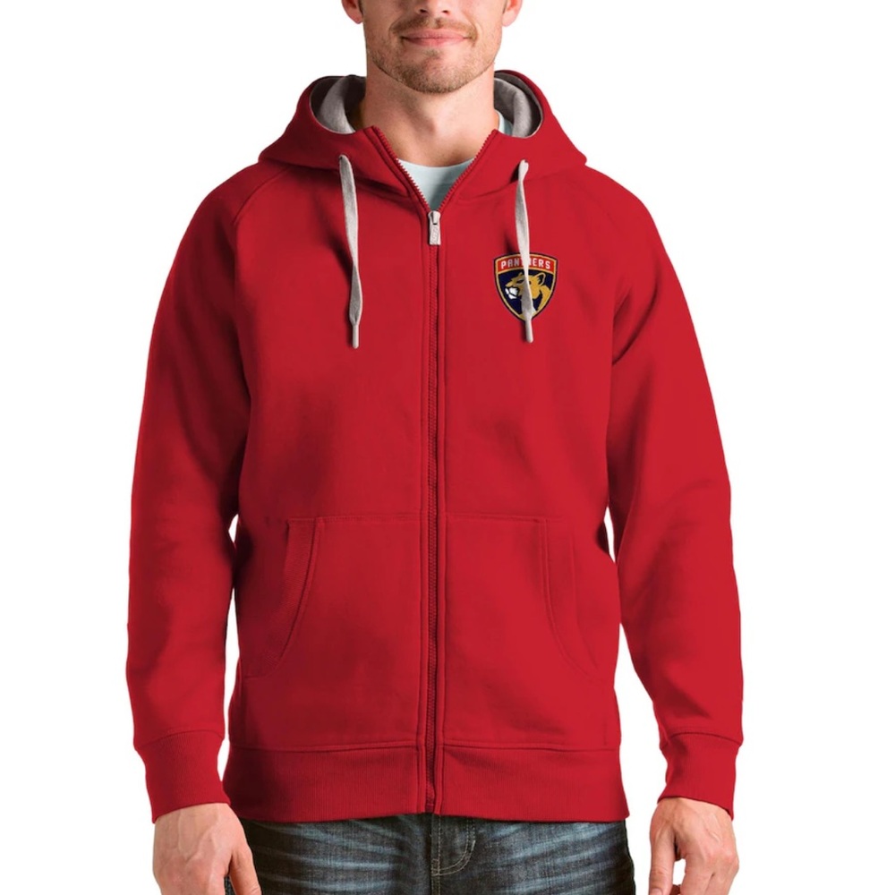 Florida Panthers Antigua Logo Victory Full-Zip Hoodie - Red